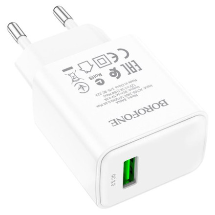 Сетевое зарядное устройство  Сетевое зарядное устройство Borofone BA66A USB белое