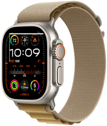 Apple Watch Ultra 2 (2024) GPS + Cellular, 49 мм, корпус из титана, ремешок Alpine (S) цвета tan (загар) MX4E3