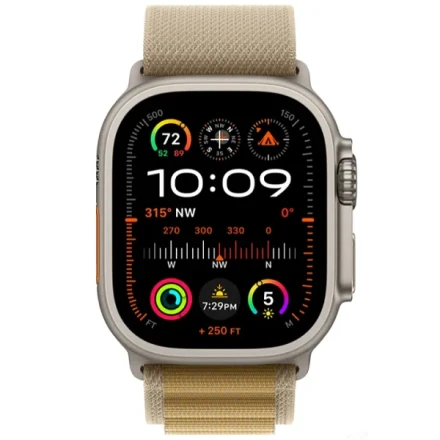 Apple Watch Ultra 2 (2024) GPS + Cellular, 49 мм, корпус из титана, ремешок Alpine (S) цвета tan (загар) MX4E3