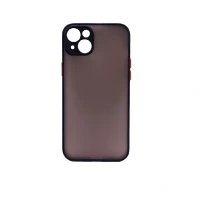 Пластиковая накладка NEW Skin совместимая с  iPhone 15 Plus затемненная черный кант