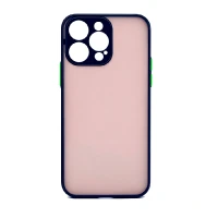 Пластиковая накладка NEW Skin совместимая с iPhone 15 Pro Max затемненная синий кант