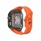 Карбоновый кейс с ремешком Aulumu A01 совместимый с Apple Watch Ultra 49mm черный/оранжевый