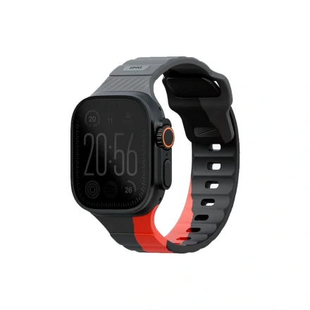 Ремешок Uniq Stride совместимый с Apple Watch (44/45/46/49 mm) каучуковый черный/красный