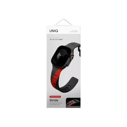 Ремешок Uniq Stride совместимый с Apple Watch (44/45/46/49 mm) каучуковый черный/красный