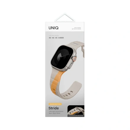Ремешок Uniq Stride совместимый с Apple Watch (44/45/46/49 mm) каучуковый бежевый/желтый