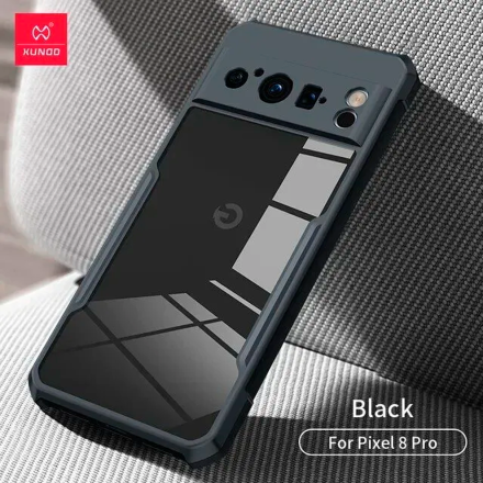 Противоударная накладка Xundd для Google Pixel 8 Pro прозрачная с черными бортами