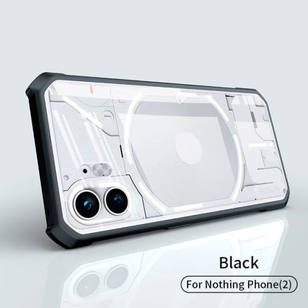 Противоударная накладка Xundd для NothingPhone 2 прозрачная с черными бортами