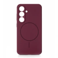 Накладка Silicone Case с MagSafe совместимая с Samsung S25 Plus/S24 Plus бордовая