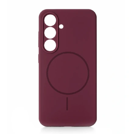 Накладка Silicone Case с MagSafe совместимая с Samsung S25 Plus/S24 Plus бордовая