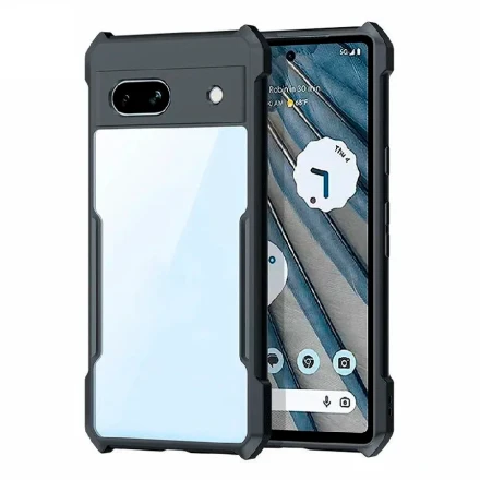 Противоударная накладка Xundd для Google Pixel 7A прозрачная с черными бортами