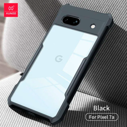 Противоударная накладка Xundd для Google Pixel 7A прозрачная с черными бортами