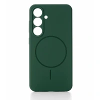Накладка Silicone Case с MagSafe совместимая с Samsung S25 Plus/S24 Plus зеленая