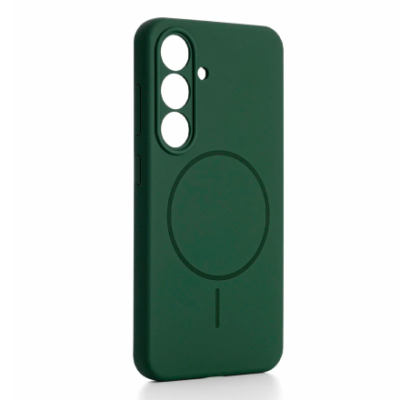 Накладка Silicone Case с MagSafe совместимая с Samsung S25 Plus/S24 Plus зеленая
