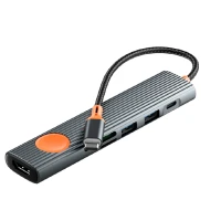 USB-концентратор WIWU Travel 7 in 1 USB-C Hub (Wi-HB007) Grey (серый)