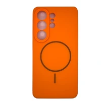 Накладка Silicone Case c MagSafe совместимая с Samsung S26 Ultra (SC) оранжевая