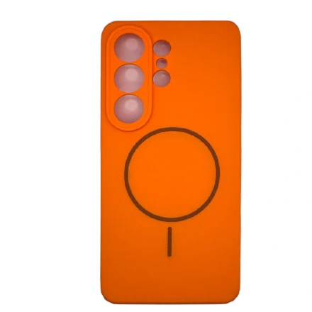 Накладка Silicone Case c MagSafe совместимая с Samsung S26 Ultra (SC) оранжевая