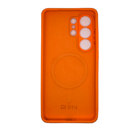 Накладка Silicone Case c MagSafe совместимая с Samsung S26 Ultra (SC) оранжевая