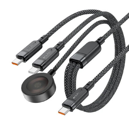 Кабель AceFast Type-C/Type-C/Wireless charger (C6-11) 1.2м черный