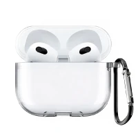 Силиконовый чехол для AirPods 3 с карабином прозрачный