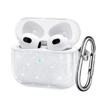 Силиконовый чехол совместимый с AirPods 3 с карабином прозрачный