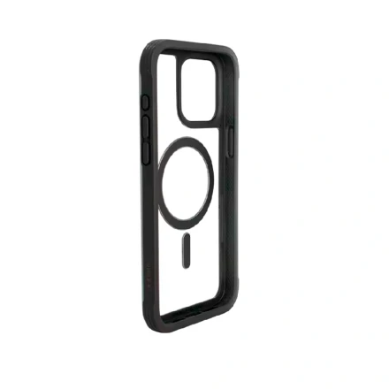 Противоударная накладка Kzdoo Mag Ares с MaagSafe совместимая с iPhone 16 Pro прозрачная черный кант