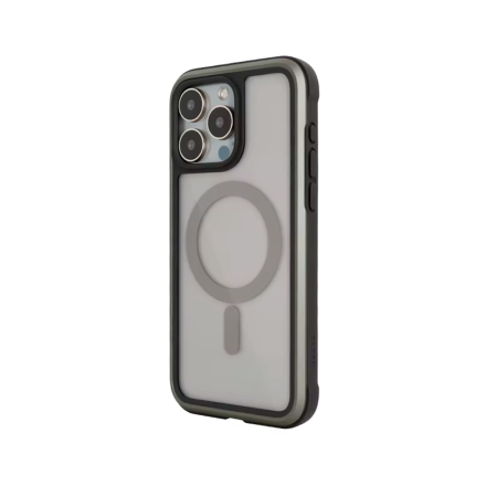 Противоударная накладка Kzdoo Mag Ares с MaagSafe совместимая с iPhone 16 Pro прозрачная черный кант