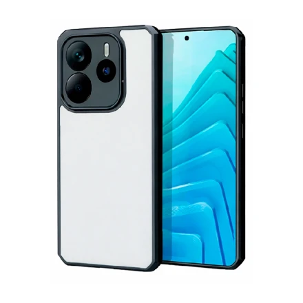 Пластиковая накладка Fashion совместимая с ПОКО X7/Нот 14 Pro 4G прозрачная черный кант