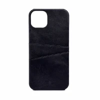Накладка из эко-кожи Juteni с картхолдером совместимая с iPhone 15 Plus черная