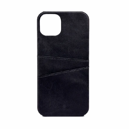Накладка из эко-кожи Juteni с картхолдером совместимая с iPhone 15 Plus черная