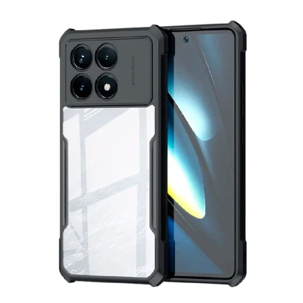 Противоударная накладка Xundd совместимая с ПОКО F6 Pro прозрачная с черными бортами