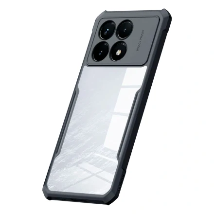 Противоударная накладка Xundd совместимая с ПОКО F6 Pro прозрачная с черными бортами