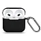 Силиконовый чехол совместимый с AirPods 4 с карабином черный