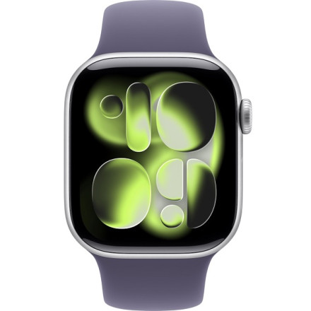 Apple Watch Series 11, 42 мм, корпус из алюминия цвета «серебристый», спортивный ремешок цвета «фиолетовый туман» M/L (MEU74)