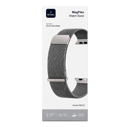 Браслет милановская петля WIWU MagFlex Watch Band (WB302) совместимый с Apple Watch (44/45/46/49mm) Silver (серебро)