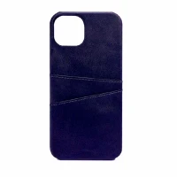 Накладка из эко-кожи Juteni с картхолдером совместимая с iPhone 15 Plus темно синяя