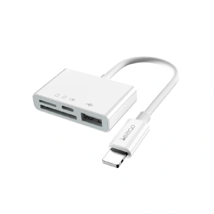 Переходник Yesido GS12 8pin-USB-SD&TF Card белый