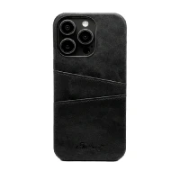 Накладка из эко-кожи Juteni с картхолдером совместимая с iPhone 15 Pro Max черная
