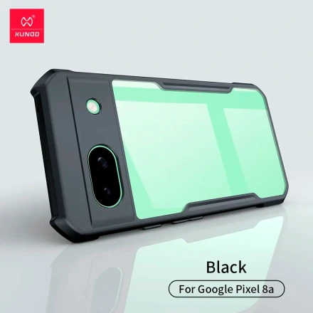 Противоударная накладка Xundd для Google Pixel 8A прозрачная с черными бортами