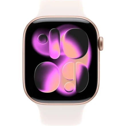 Apple Watch Series 11, 46 мм, корпус из алюминия цвета «розовое золото», спортивный ремешок цвета «светлый румянец» S/M (MWV64)