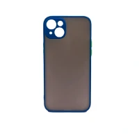 Пластиковая накладка NEW Skin совместимая с iPhone 15 затемненная синий кант