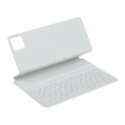 Чехол-клавиатура Keyboard совместимая с Ксиаоми Pad 7/7Pro/8/8 Pro/Poco Pad X1 белая (РУ/Англ раскладка) EAC