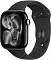 Apple Watch Series 11, 42 мм, корпус из алюминия цвета «чёрная смола», спортивный ремешок цвета «черный» S/M (MEW04)
