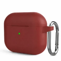 Силиконовый чехол для AirPods 3 с карабином коричневый
