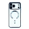 Пластиковая накладка HDD с защитой камеры с MagSafe совместимая с iPhone 17 Pro Max прозрачная синий кант