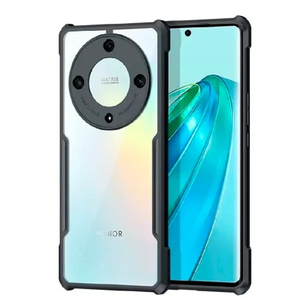 Противоударная накладка Xundd для Honor X9A прозрачная с черными бортами